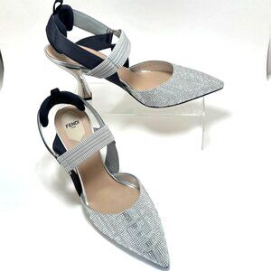 Fendi Colibrì Silver high heels 85mm slingbacks Women Pointed Toe Pumps Sz 41.5